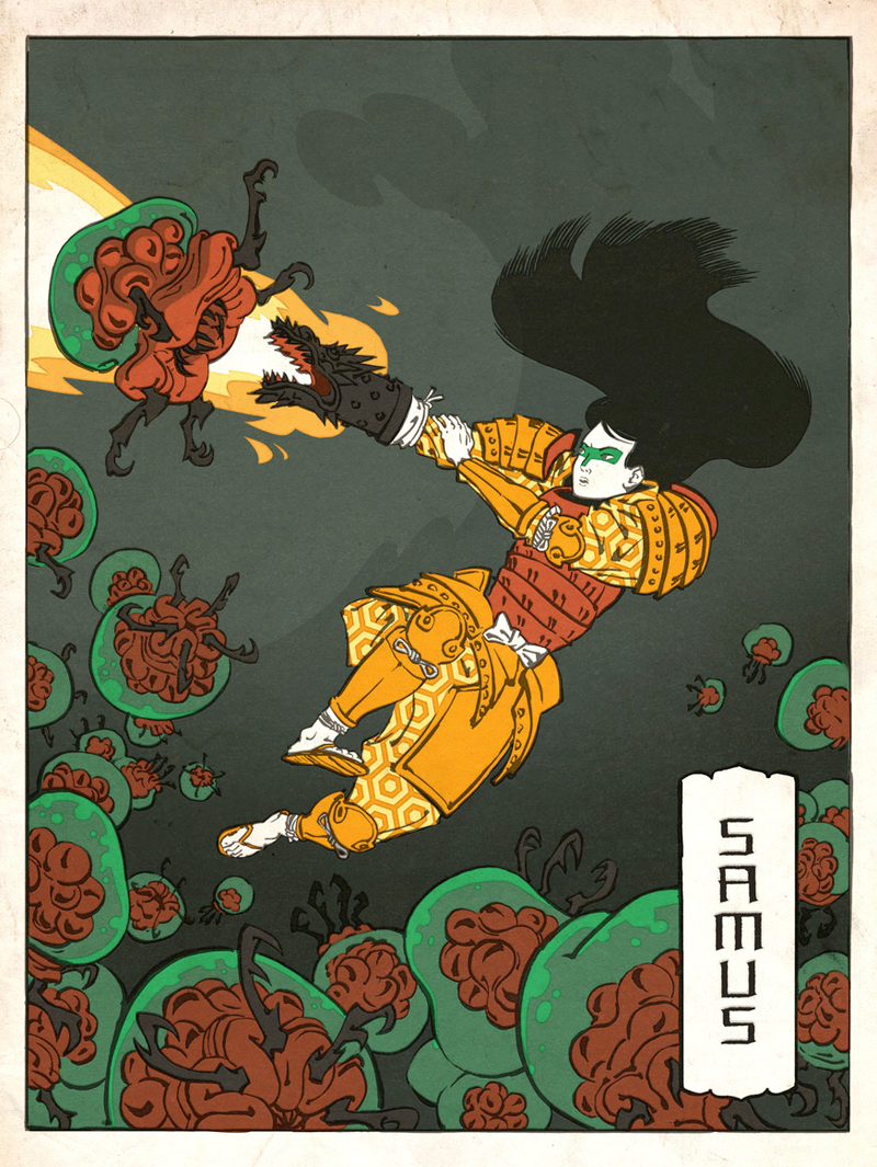 Illustration for article titled Modern Video Game Heroes as Traditional Japanese Paintings